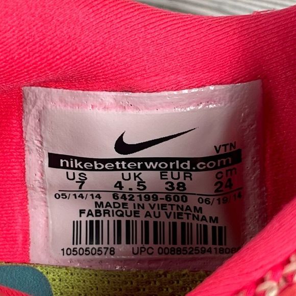 Nike Free 5.0 Pink 'Punch Cyan' Running Shoe Athletic Sneaker Womens 7 - Picture 9 of 9